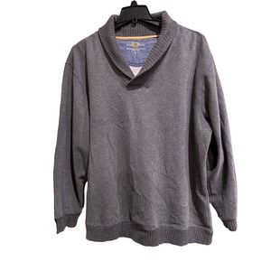 Club Room Sweatshirt Men's Large Gray Pull Over Long Sleeve Shawl Collar